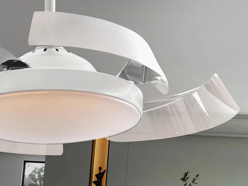 Ventilator cu iluminat din Metal Alb 36W D106xH38cm Enzo