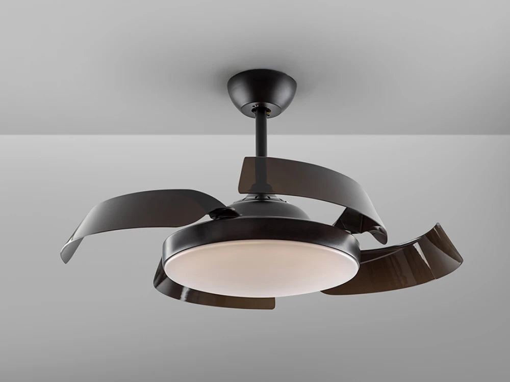 Ventilator cu iluminat din Metal Negru 36W D106xH38cm Enzo