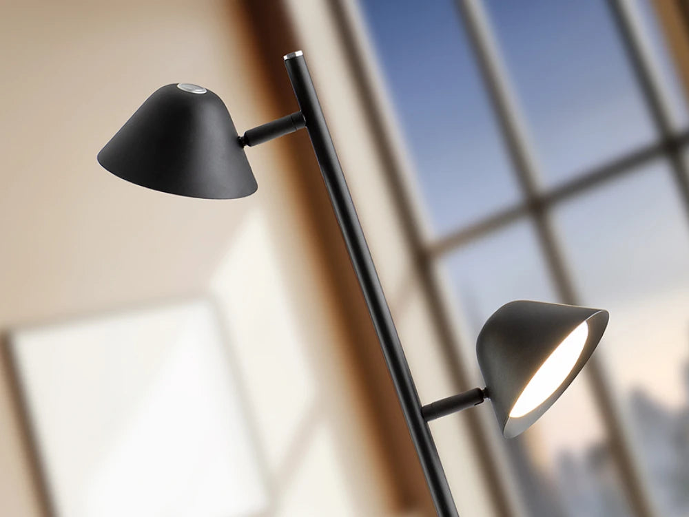 Lampa de podea din Metal/Aluminiu Negru 20W L33xH160cm Taros
