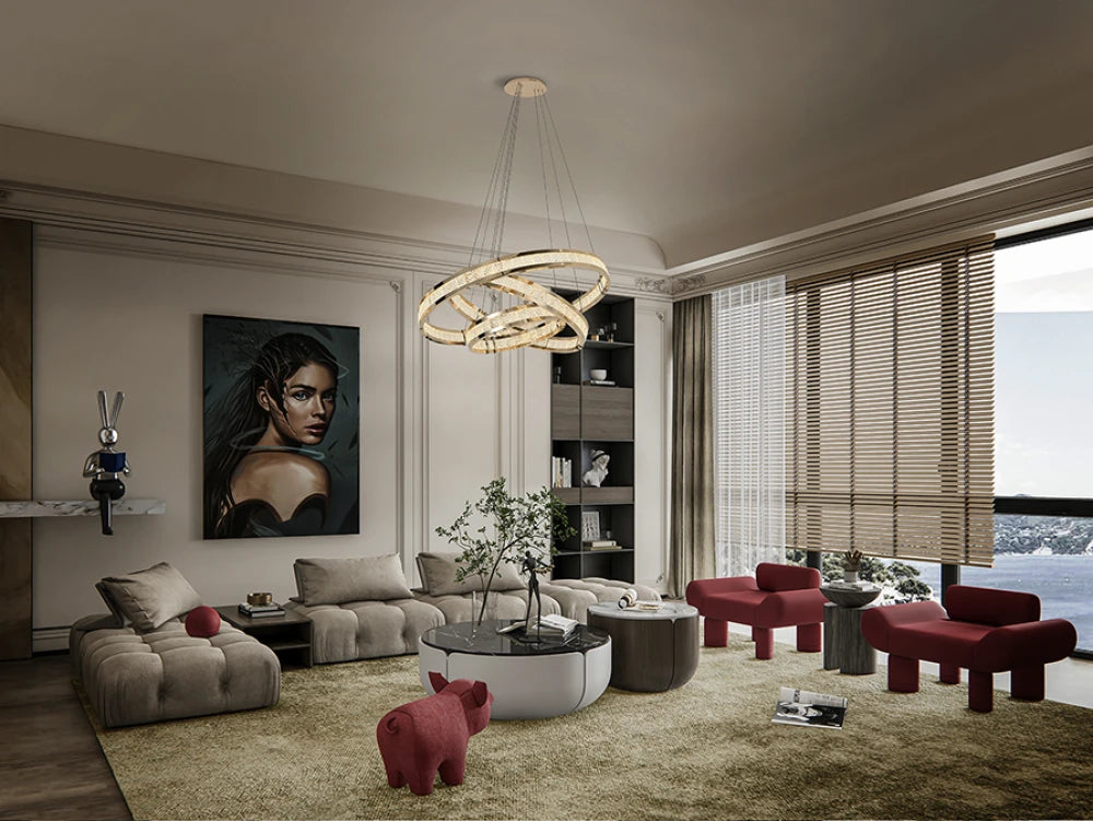 Candelabru din Otel/Aluminiu Auriu si Sticla texturata Auriu 79W D80xH180cm Lorian