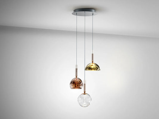Lustra din Aluminiu Gri Inchis si Sticla Multicolor 18W D45xH160cm Charlize