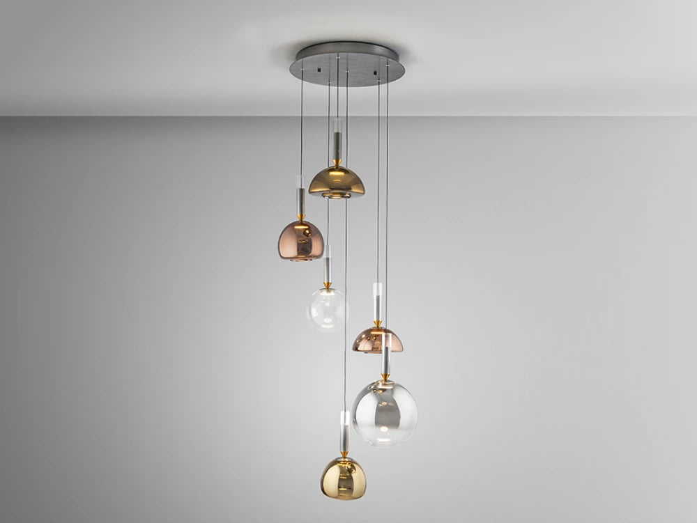 Lustra din Aluminiu Gri Inchis si Sticla Multicolor 36W D57xH200cm Charlize