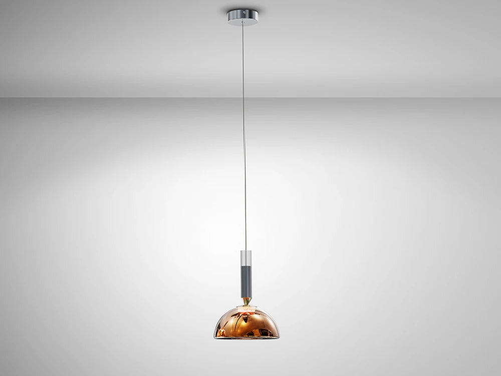 Pendul din Aluminiu Gri Inchis si Sticla Cupru 6W D21xH170cm Charlize