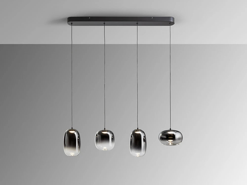 Lustra din Metal Negru si Sticla Gri Fumuriu 24W L90xH220cm Onice