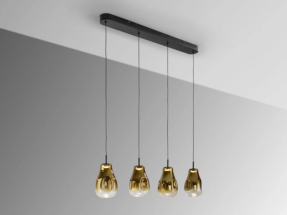 Lustra din Metal Negru si Sticla Auriu 24W L86xH220cm Aledis