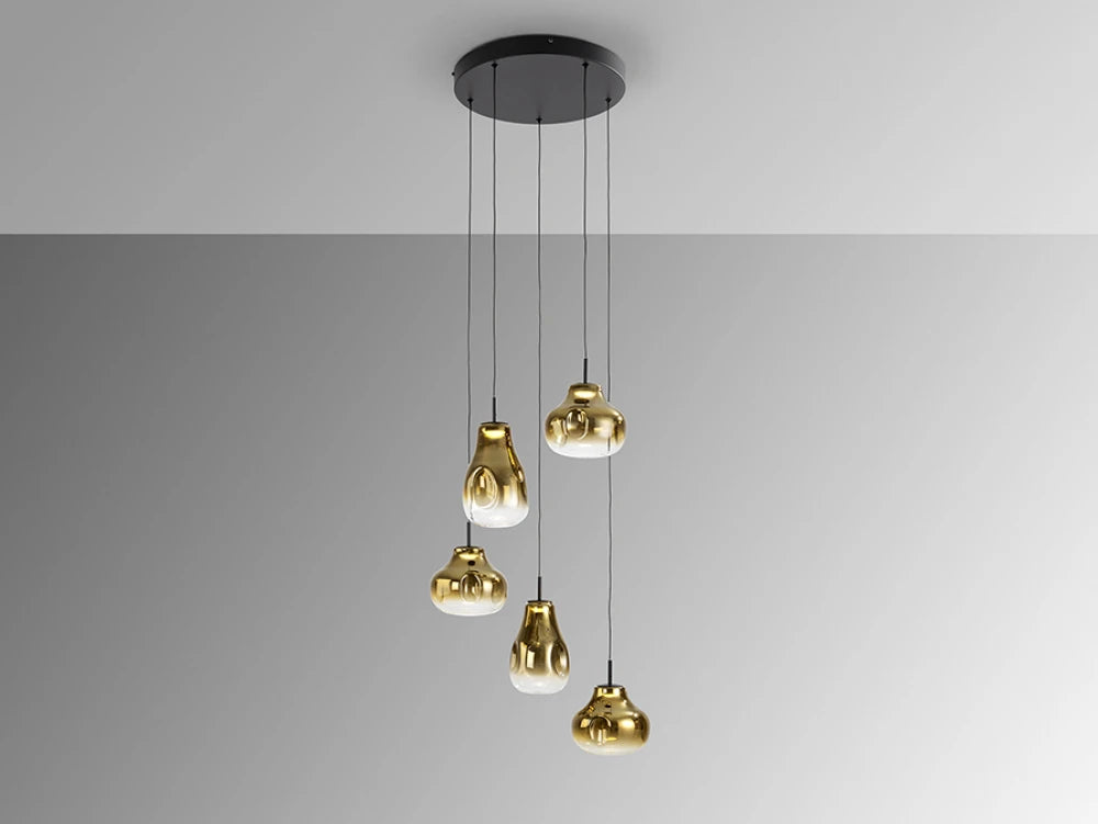 Lustra din Metal Negru si Sticla Auriu 30W D41xH220cm Aledis