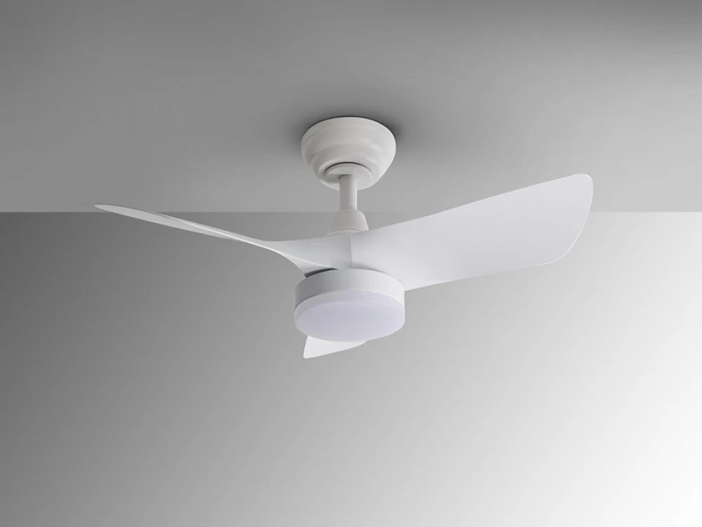 Ventilator cu iluminat din Metal Alb si Acrilic Alb 22W D76xH31,5cm Tropic