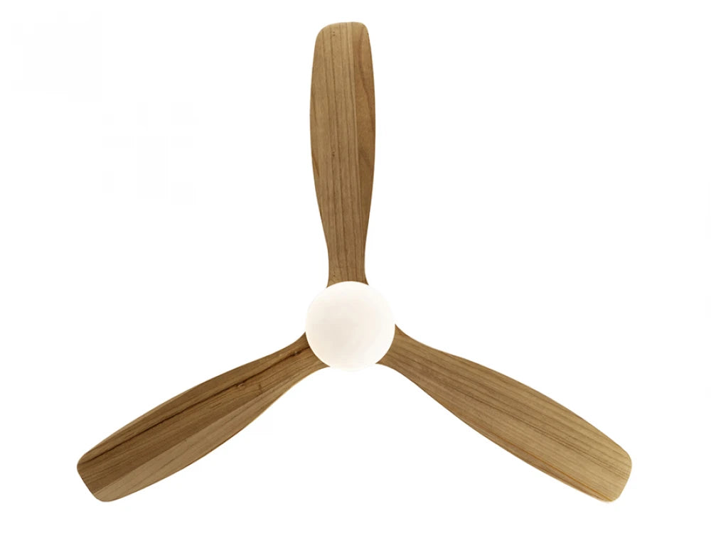 Ventilator cu iluminat din Metal Alb si Lemn Maro Deschis 24W D132xH30cm Siroco