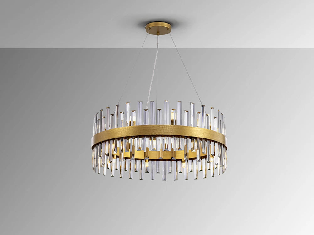 Candelabru din Metal Auriu si Sticla Transparent 18x28W D75xH140cm Grace