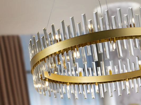 Candelabru din Metal Auriu si Sticla Transparent 26x28W D110xH155cm Grace
