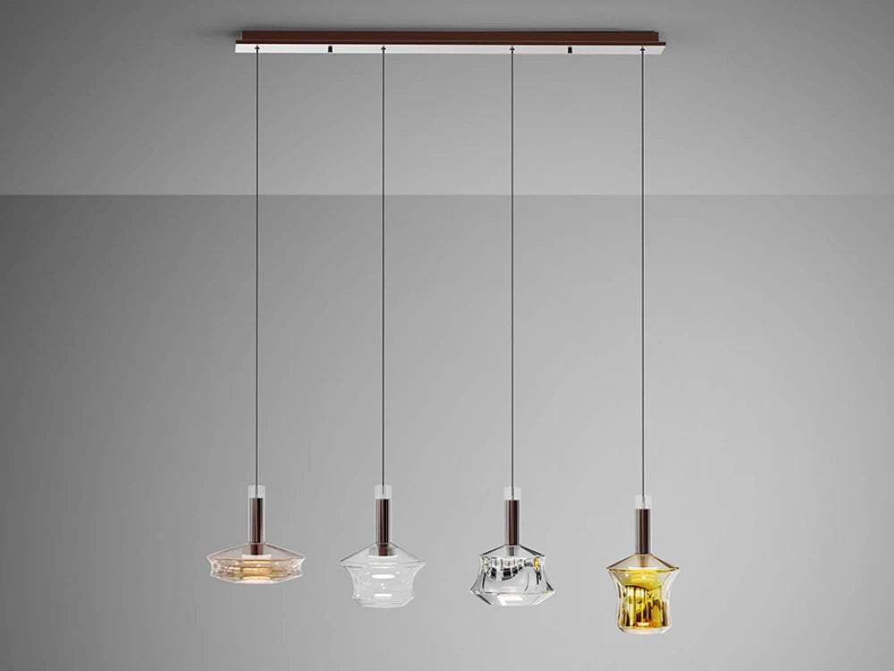 Lustra din Aluminiu Bronz Inchis si Sticla Multicolor 24W L108xH160cm Scarlett