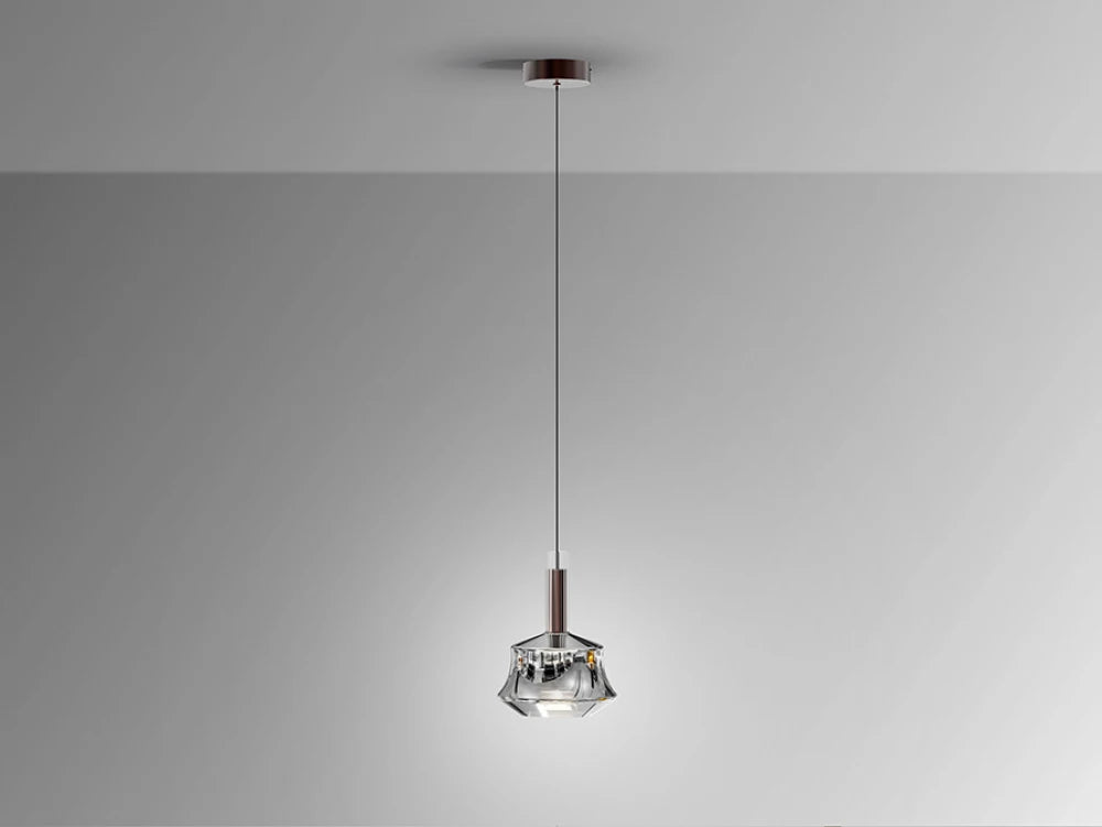 Pendul din Aluminiu Bronz Inchis si Sticla Argintiu 6W D18xH160cm Scarlett