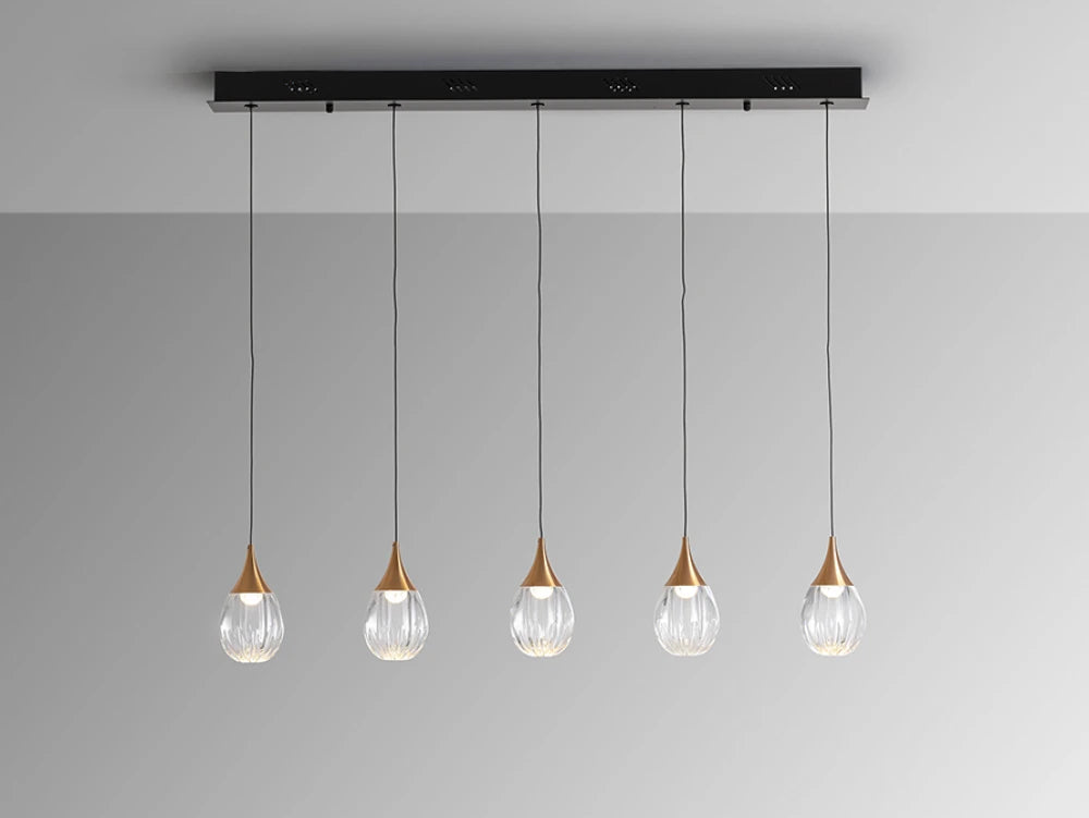 Lustra din Metal Negru si Acril Transparent/Cupru 30W L103xH180cm Corina