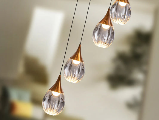 Candelabru din Metal Negru si Acril Transparent/Cupru 72W D50xH260cm Corina