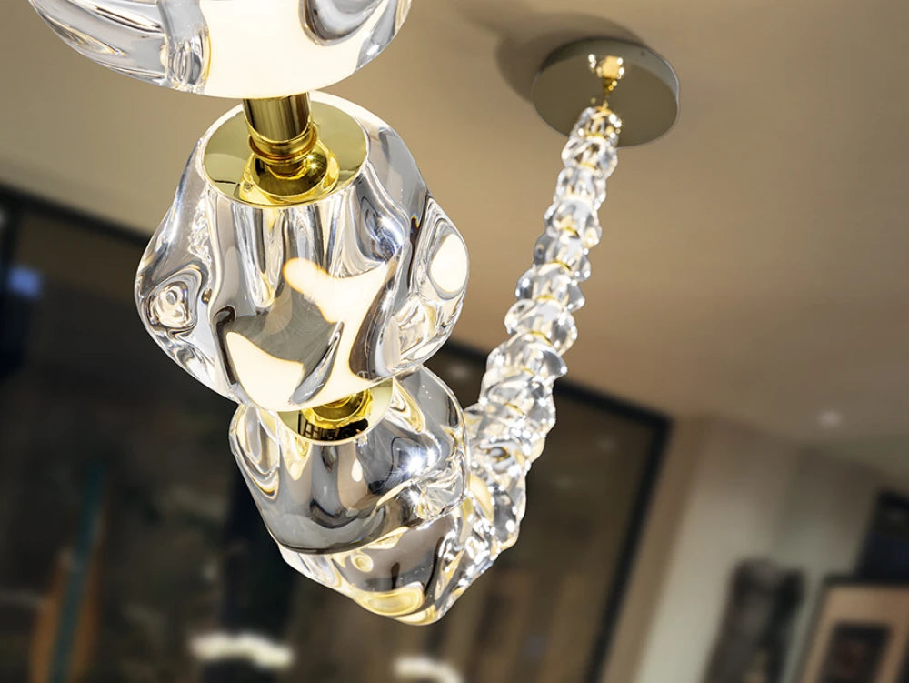 Lustra din Metal Auriu si Acril Transparent 75W L142,5xH104cm Zaria II