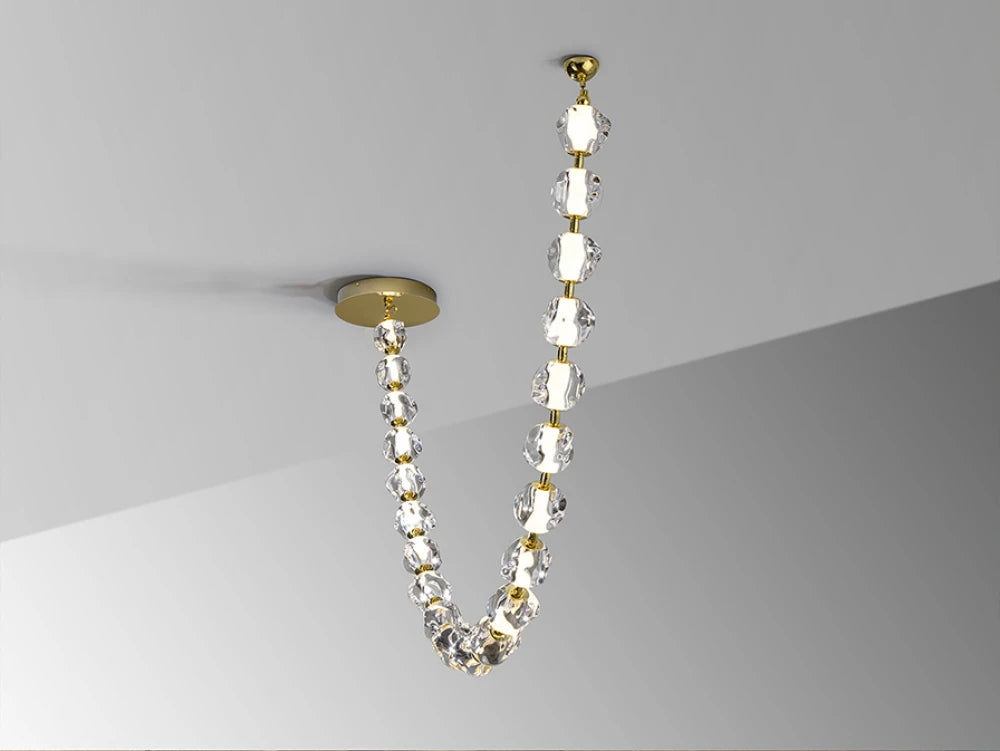 Lustra din Metal Auriu si Acril Transparent 75W L142,5xH104cm Zaria II