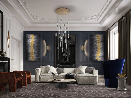 Candelabru din Otel/Metal Rosegold si Sticla Transparent 40W D65xH300cm Lágrimas