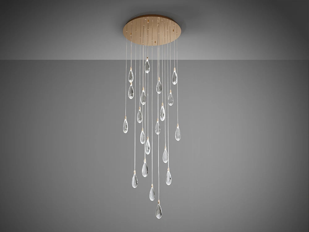 Candelabru din Otel/Metal Rosegold si Sticla Transparent 40W D65xH300cm Lágrimas