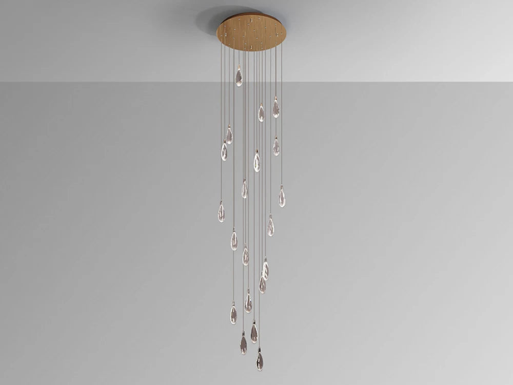 Candelabru din Otel/Metal Rosegold si Sticla Transparent 40W D65xH300cm Lágrimas