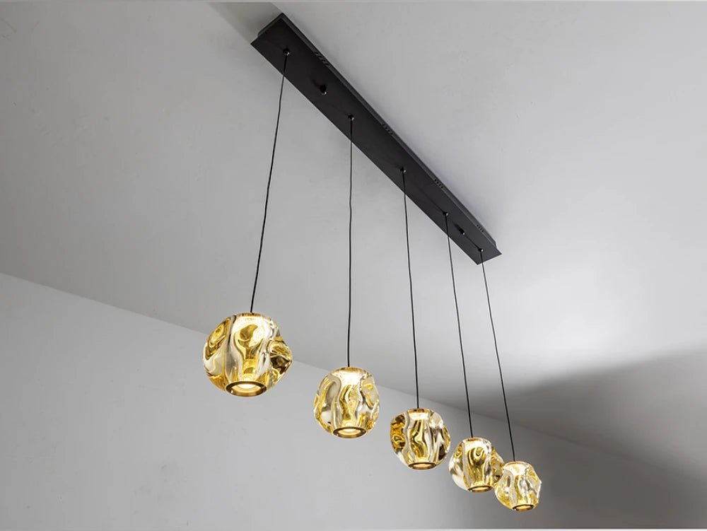 Lustra din Metal Negru si Acril Auriu Amber 21W L96xH150cm Zaria