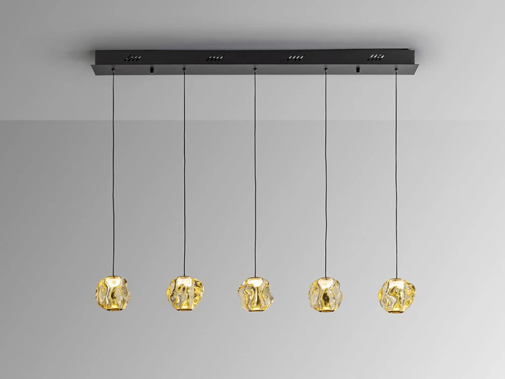 Lustra din Metal Negru si Acril Auriu Amber 21W L96xH150cm Zaria