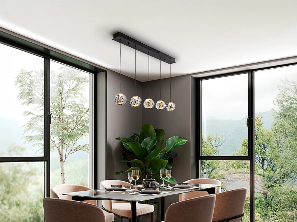 Lustra din Metal Negru si Acril Transparent/Auriu 21W L96xH150cm Zaria