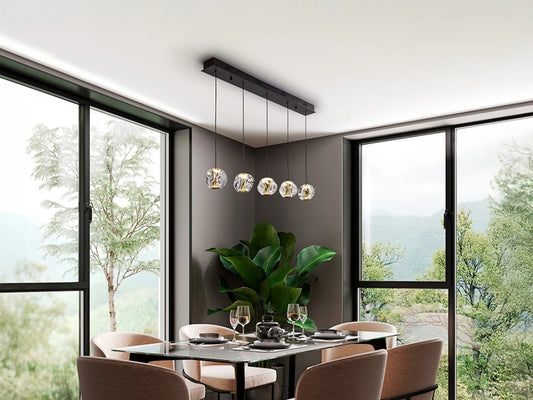 Lustra din Metal Negru si Acril Transparent/Auriu 21W L96xH150cm Zaria