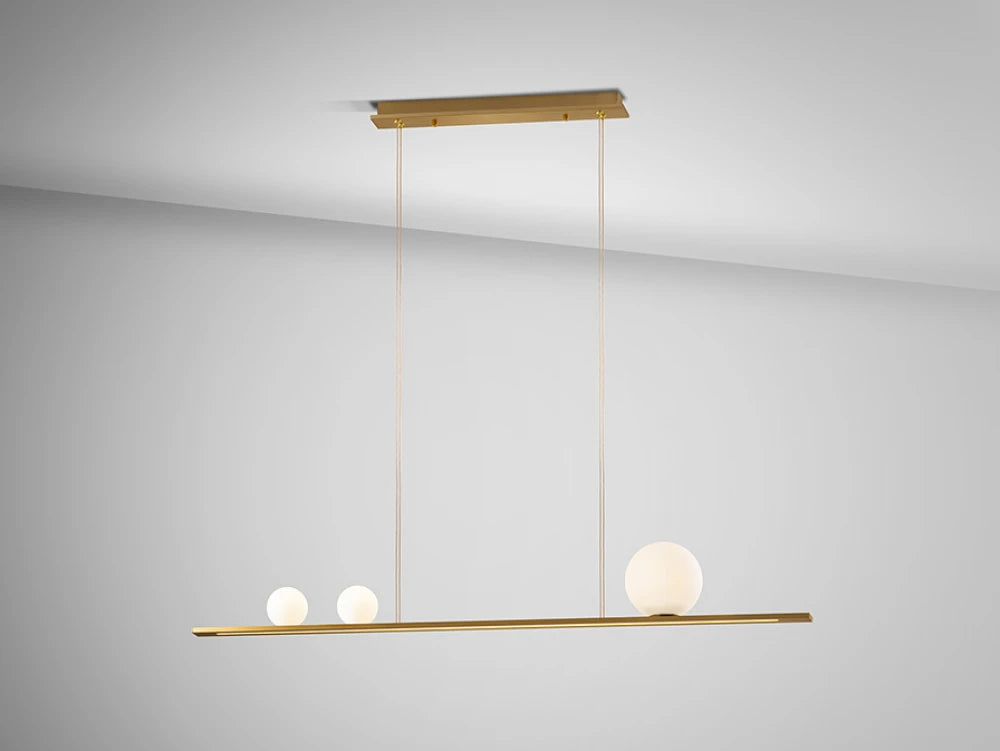 Lustra din Aluminiu Auriu si Sticla Alb 31W L120xH150cm Mila
