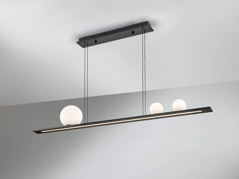 Lustra din Aluminiu Negru si Sticla Alb 31W L120xH150cm Mila