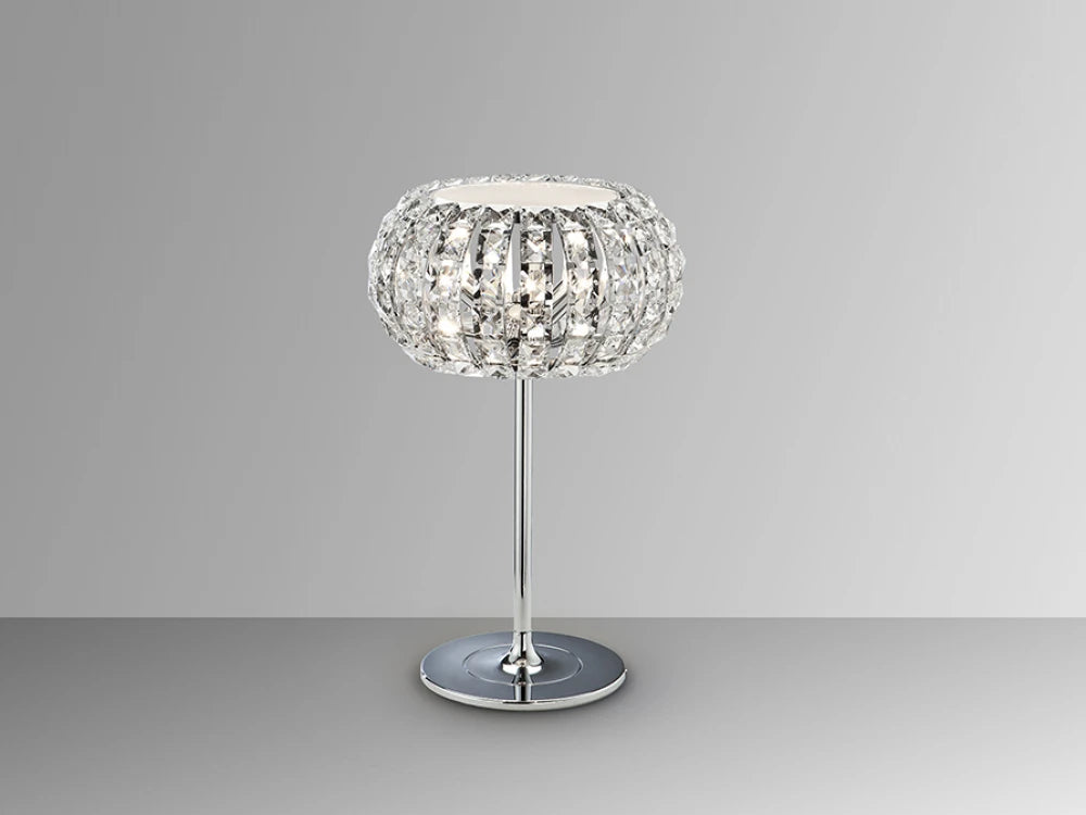 Veioza din Metal Argintiu si Cristale Transparent 3x10W D24xH40cm Diamond