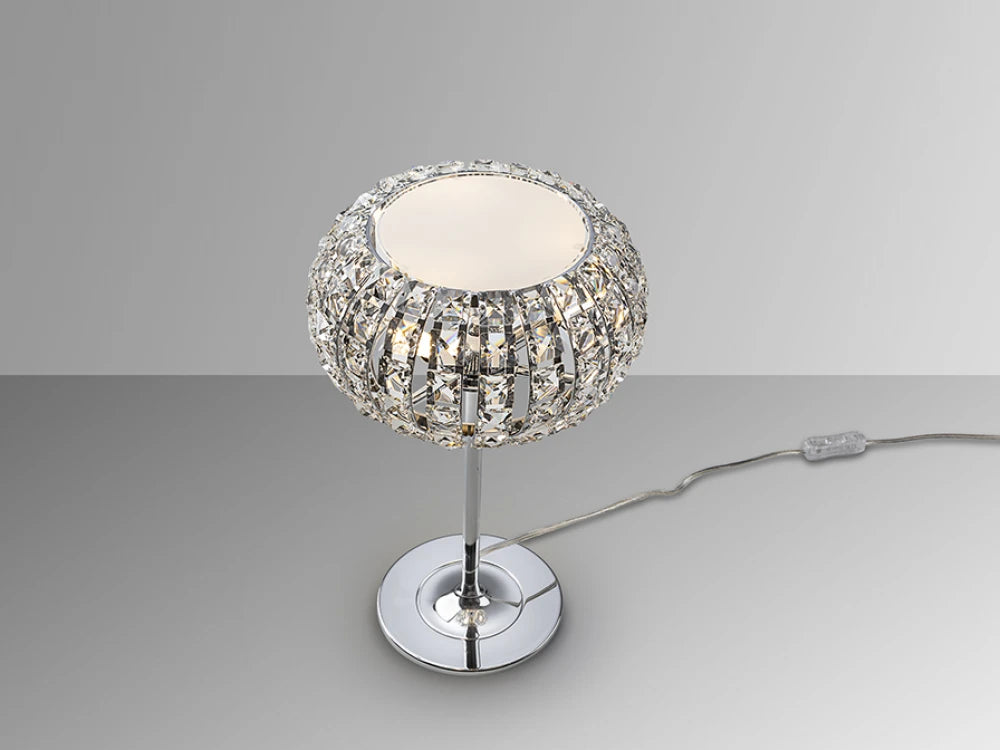 Veioza din Metal Argintiu si Cristale Transparent 3x10W D24xH40cm Diamond