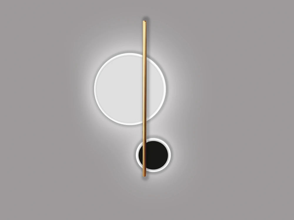 Aplica de perete din Aluminiu/metal Alb/Negru/Auriu L25xH52cm Duo
