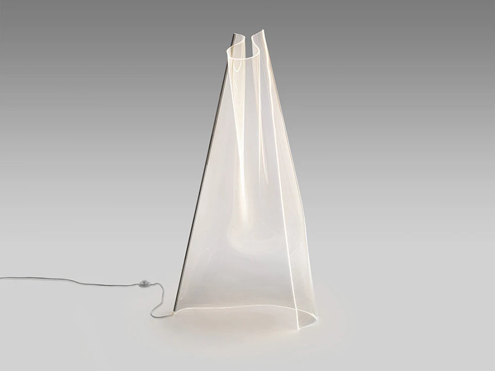 Lampa de podea din Metal Argintiu si Metacrilat Transparent 24W L70xH140cm Velos