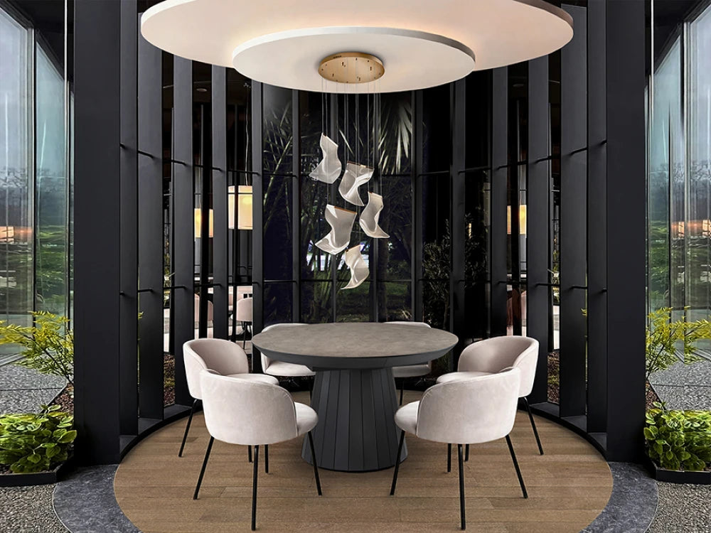 Lustra din Metal Rosegold si Metacrilat Transparent 25W D50xH230cm Velos