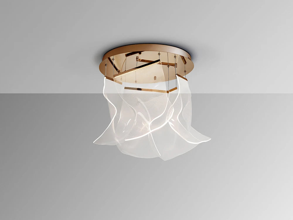 Lustra din Metal Rosegold si Metacrilat Transparent 25W D50xH230cm Velos