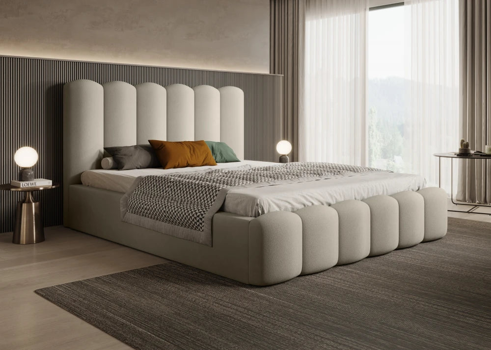 Pat 160 x 200 tapitat cu Catifea Magic velvet Grej deschis Aveline
