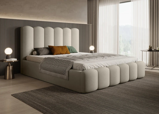 Pat 160 x 200 tapitat cu Catifea Magic velvet Grej deschis Aveline