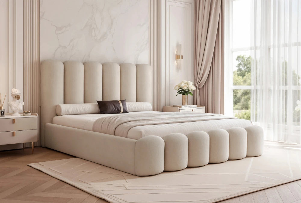 Pat 160 x 200 tapitat cu Catifea Magic velvet Grej deschis Aveline