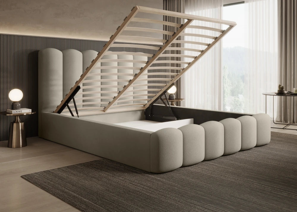 Pat 160 x 200 tapitat cu Catifea Magic velvet Grej deschis Aveline