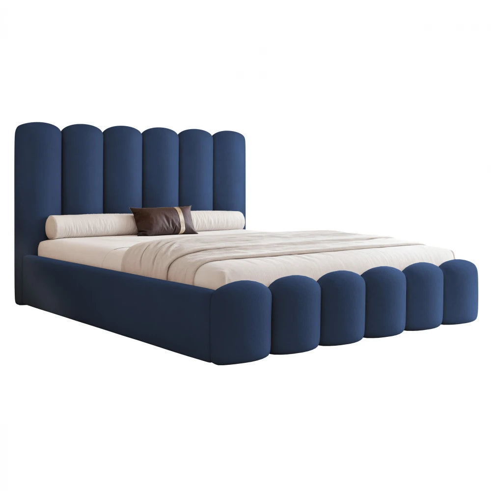 Pat 160 x 200 tapitat cu Catifea Magic velvet Albastru Aveline