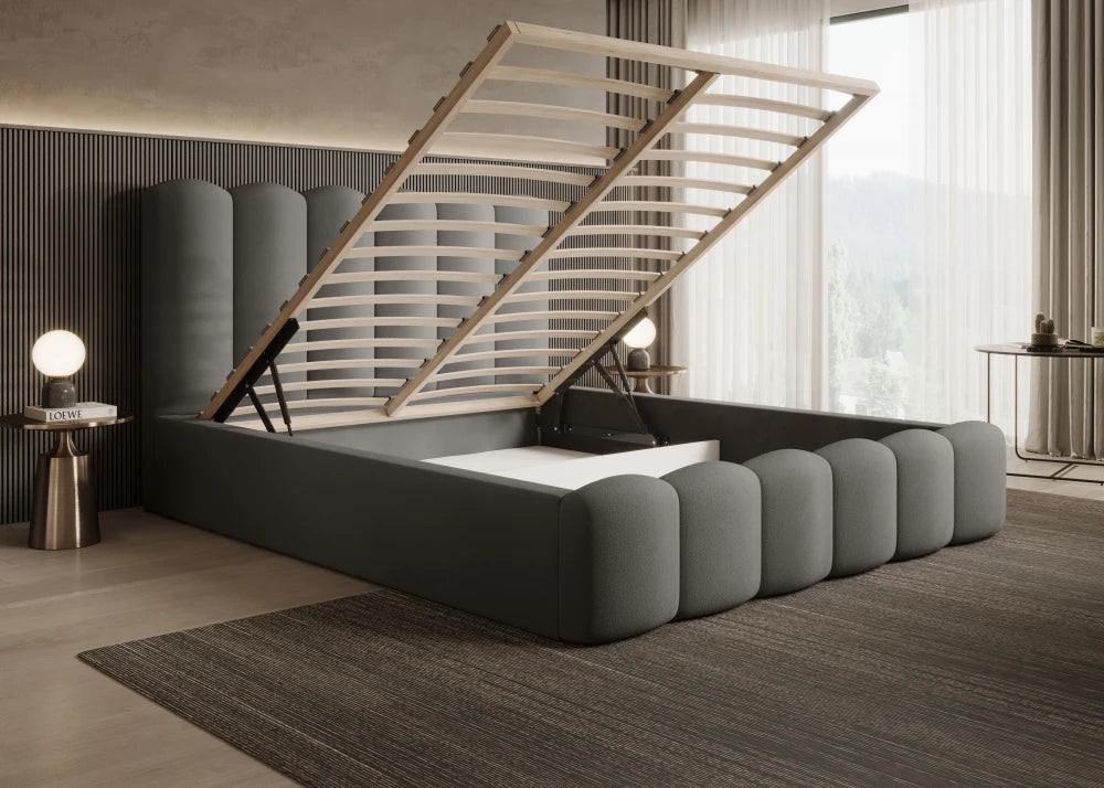 Pat 160 x 200 tapitat cu Catifea Magic velvet Gri Aveline