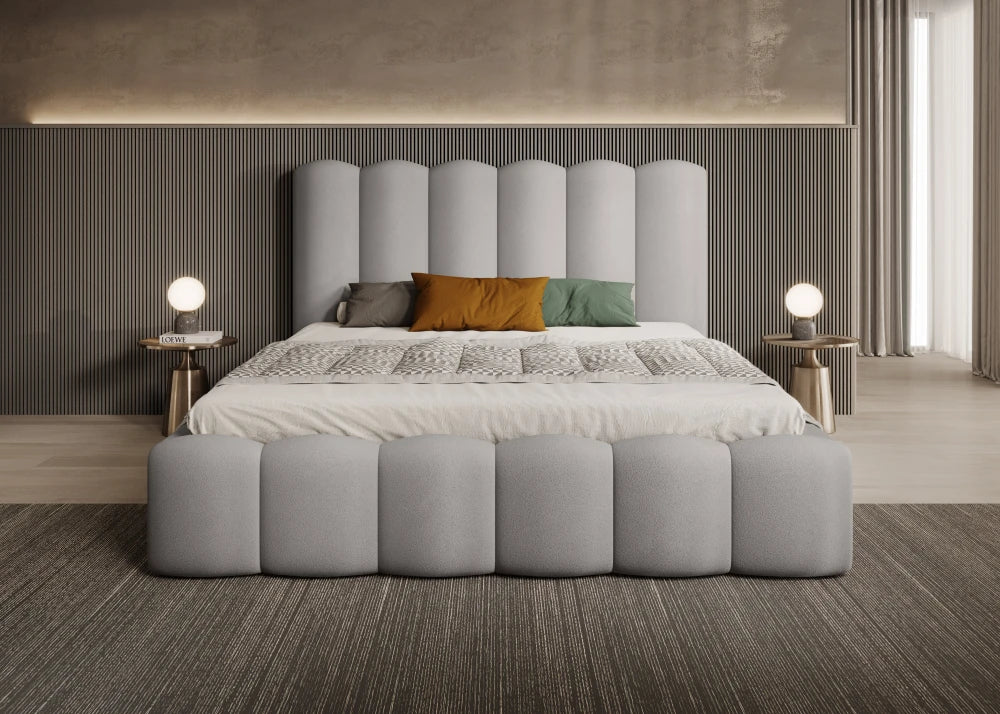 Pat 160 x 200 tapitat cu Catifea Magic velvet Gri deschis Aveline