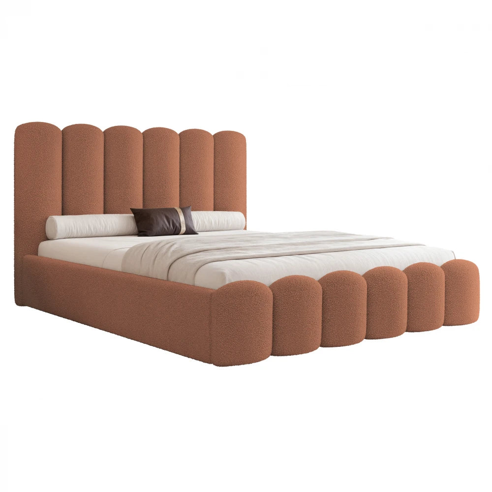 Pat 160 x 200 tapitat cu Stofa boucle Quelle Maro Aveline