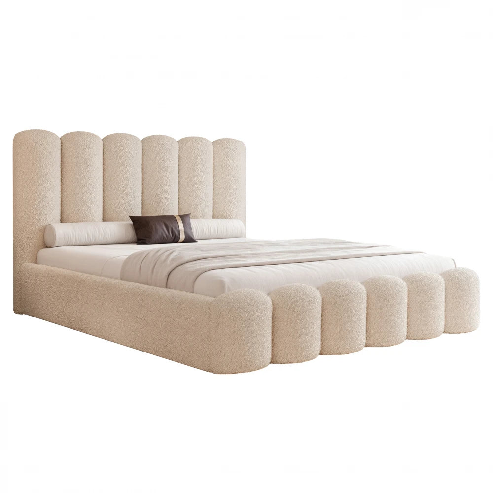 Pat 180 x 200 tapitat cu Stofa boucle Abriamo Bej Aveline