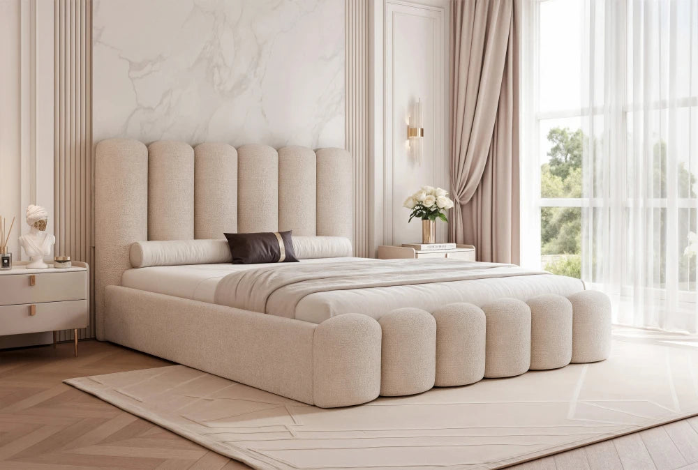 Pat 180 x 200 tapitat cu Chenille Perfect harmony Crem Aveline