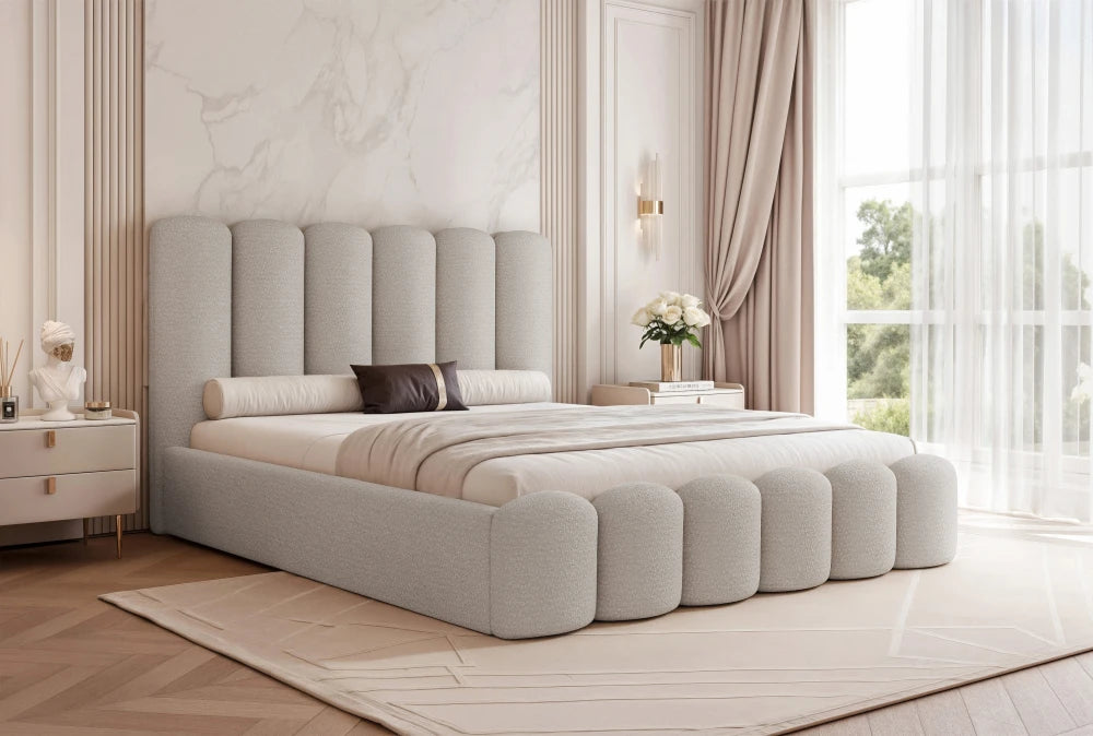 Pat 180 x 200 tapitat cu Textil Vibe Gri Aveline