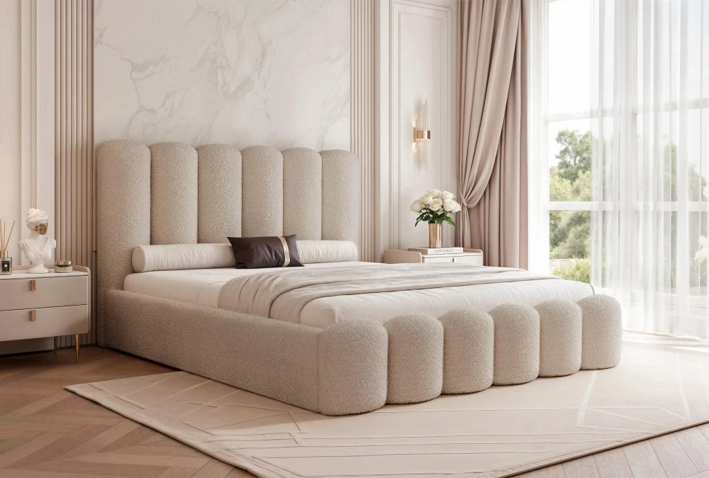 Pat 200 x 200 tapitat cu Stofa boucle Abriamo Grej Aveline