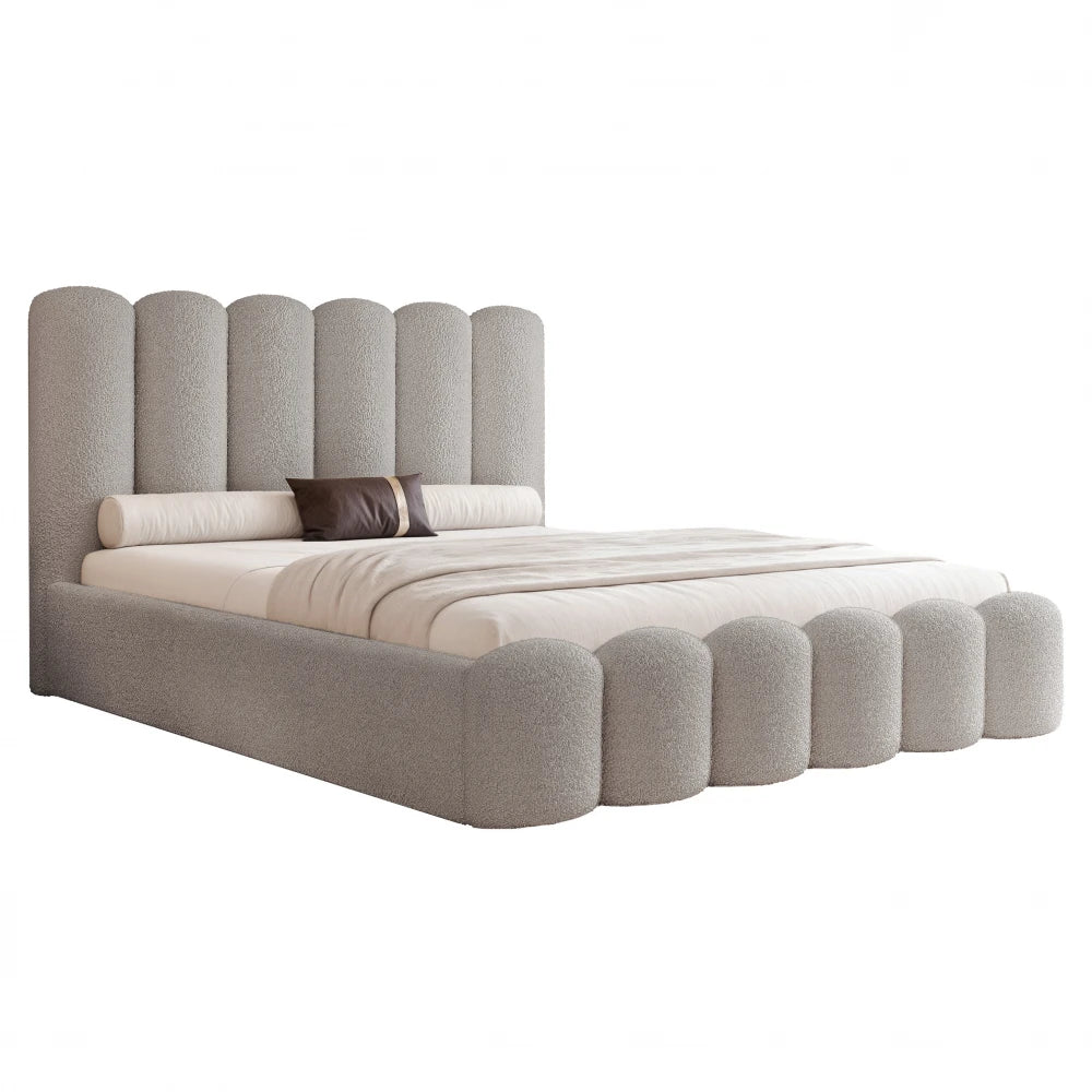 Pat 200 x 200 tapitat cu Stofa boucle Abriamo Gri inchis Aveline