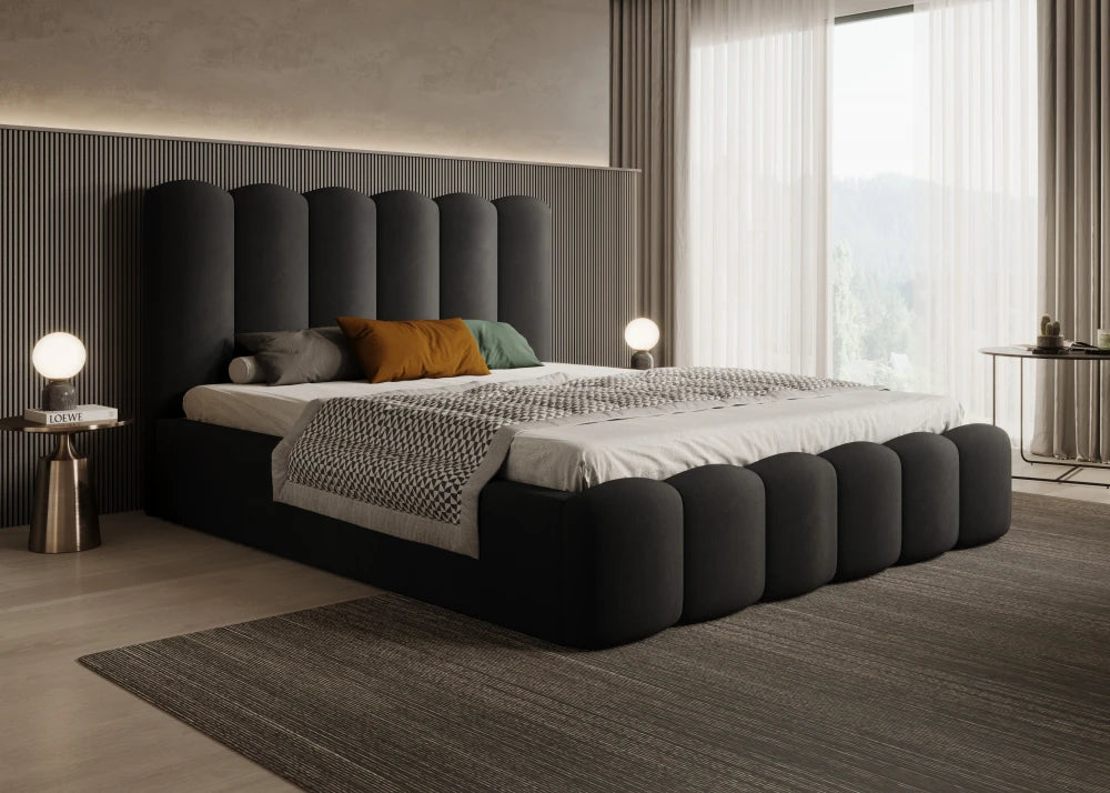 Pat 200 x 200 tapitat cu Catifea Magic velvet Negru Aveline