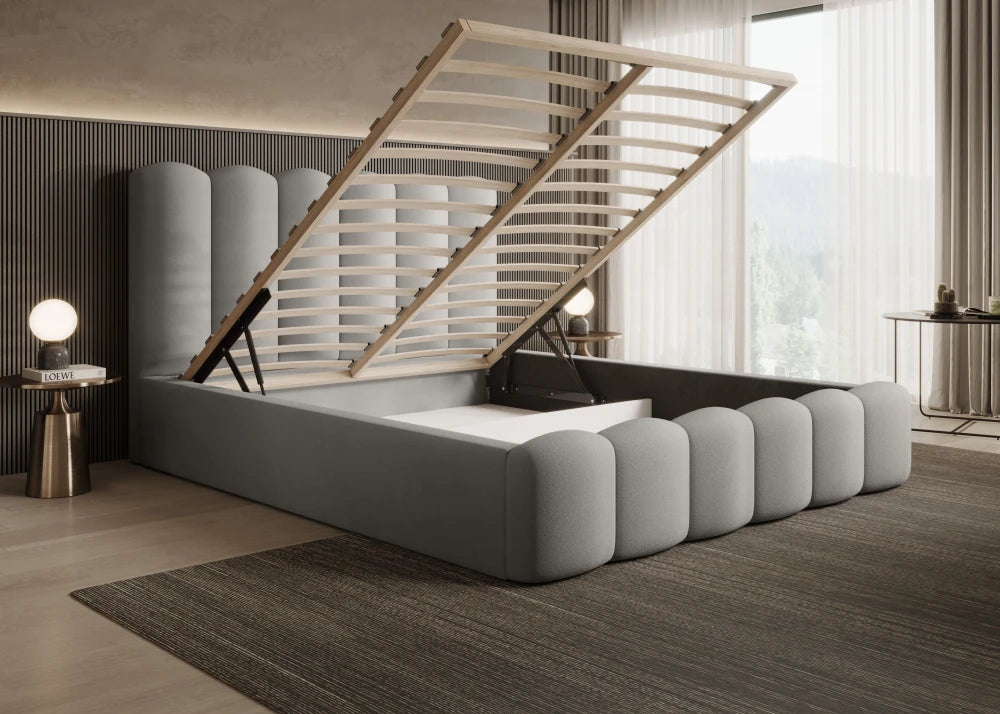 Pat 200 x 200 tapitat cu Catifea Magic velvet Gri deschis Aveline